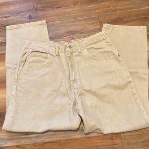 Wrangler Silver Edition Men’s Relaxed Fit Khaki-Colored Jeans 34x30 measures 34”